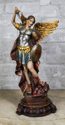 Armageddon War Archangel Saint Michael With Sword Trampling On Satan Figurine