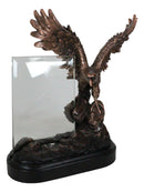American Bald Eagle Landing On Rocky Pillar Picture Frame Bronzed Resin Figurine