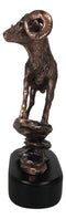 Ebros Gift Country Wildlife Animal Taxidermy Bighorn Sheep Ram Climbing on Sloping Rock Statue with Trophy Base 12" H Bronze Electroplated Resin Figurine Cabin Lodge Cottage Themed Decor Accent