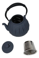 Dark Gray Wide Base Vertical Lines Design Medium Cast Iron Teapot 33oz Tea Pot