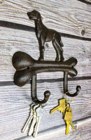 Pack of 2 Cast Iron Rustic Abstract Faithful Dog with Bone Double Wall Hooks