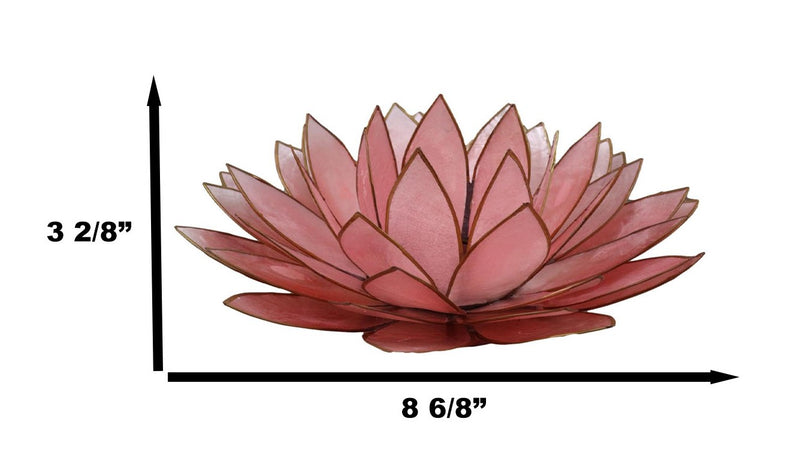Fuchsia Pink Capiz Seashells Lotus Flower Votive Tea Light Candle Holder 8.5"D