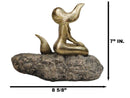 Gold Leaf Resin Abstract Art Mermaid Sunbathing On Ocean Rock Figurine 8.5" L