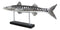 Marine Faux Taxidermy Silver Tone Large Barracuda Fish Sculpture With Pole Stand