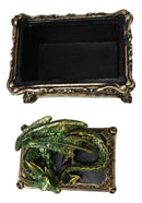 Green Dragon Decorative Jewelry Trinket Box with Sleeping Dragon on Gothic Tomb