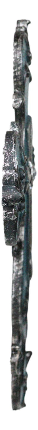Southwest Rustic French Fleur De Lis Scroll in Turquoise Layered Wall Cross
