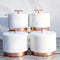 Set Of 4 Marble And Copper Hardware Round Canister Container Storage Jars W/ Lid