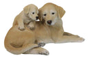 Realistic Adorable Labrador Puppy Dog Cuddling with Its Mother Family Figurine
