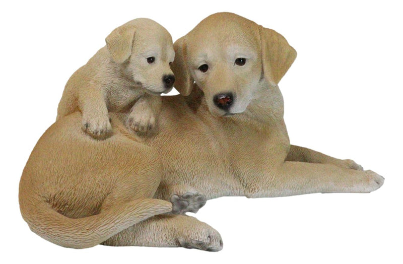 Realistic Adorable Labrador Puppy Dog Cuddling with Its Mother Family Figurine