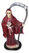 Large 2 Feet Tall Holy Death Santa Muerte Holding Scythe In Red Robe Statue