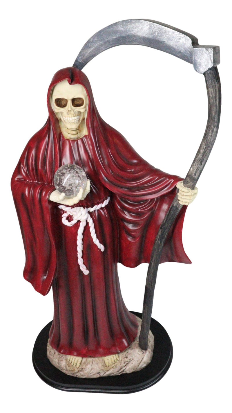 Large 2 Feet Tall Holy Death Santa Muerte Holding Scythe In Red Robe Statue