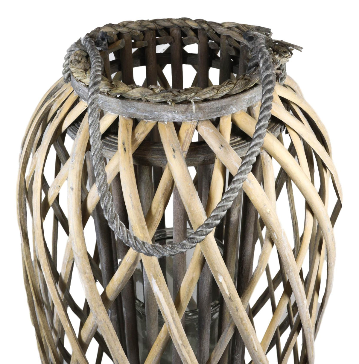 32"H Rustic Western Farmhouse Rattan Wood Willow Candle Lantern Candleholder