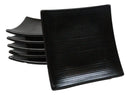 Pack Of 6 Kokuyo Black Collection Curved Square Appetizer Dessert Salad Plates