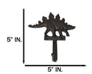 Pack Of 2 Cast Iron Rustic Jurassic Stegosaurus Dinosaur Wall Hook Sculptures