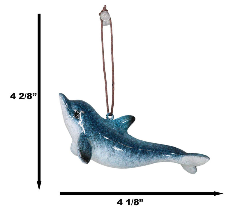 Set Of 6 Nautical Blue Dolphins Ocean Marine Wall Hanging Decor Tree Ornaments
