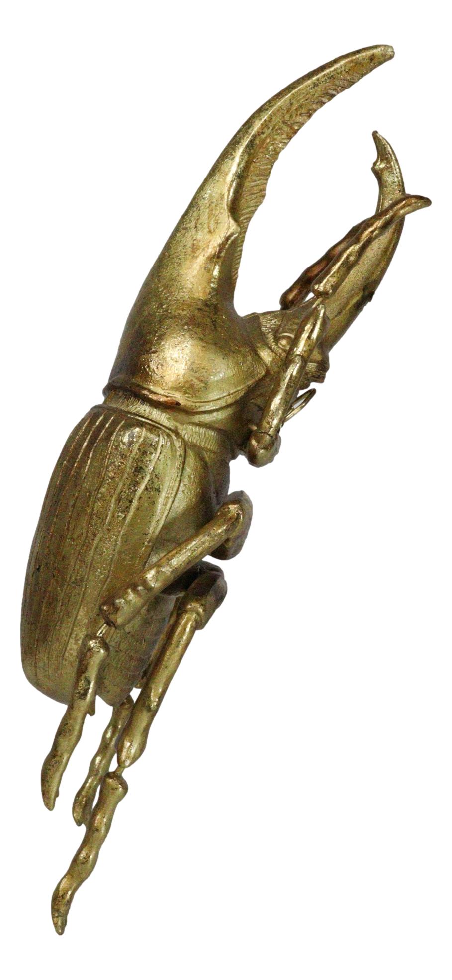 Medium Gold Resin Hercules Rhinoceros Beetle Wall Decor Or Tabletop Figurine