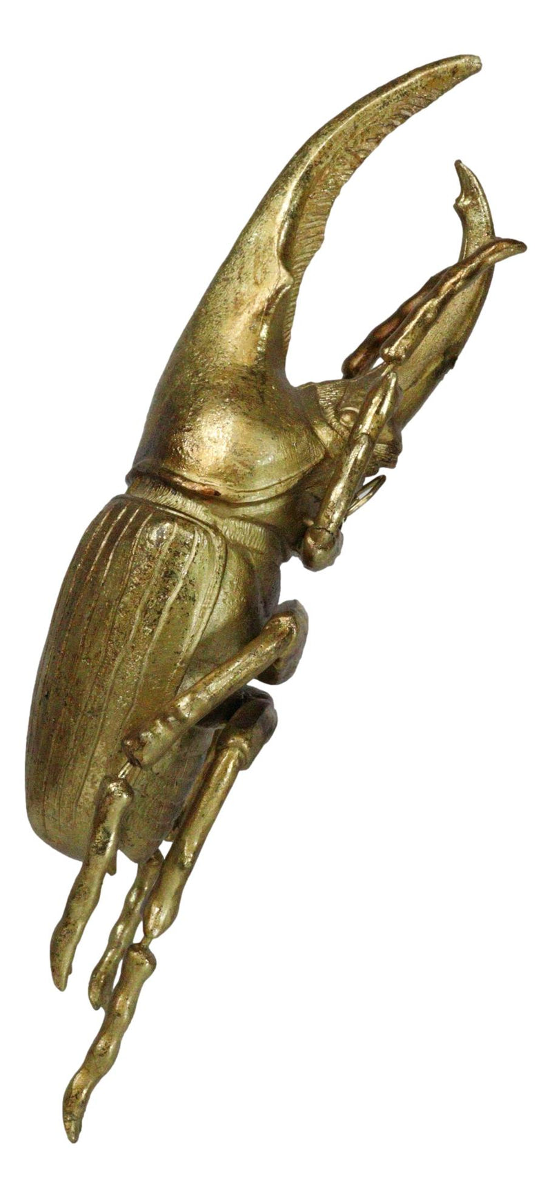 Medium Gold Resin Hercules Rhinoceros Beetle Wall Decor Or Tabletop Figurine