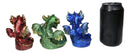 Red Blue and Green Baby Dragon Hatchlings Holding LED Glass Spheres Figurines