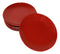 Set Of 6 Traditional Solid Red Black Melamine Salad Appetizer Round Plates 7"D