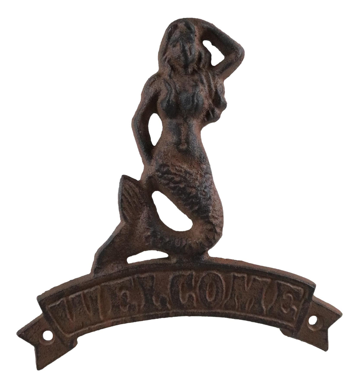 Cast Iron Nautical Ocean Mermaid Welcome Sign Abstract Wall Door Plaque Decor