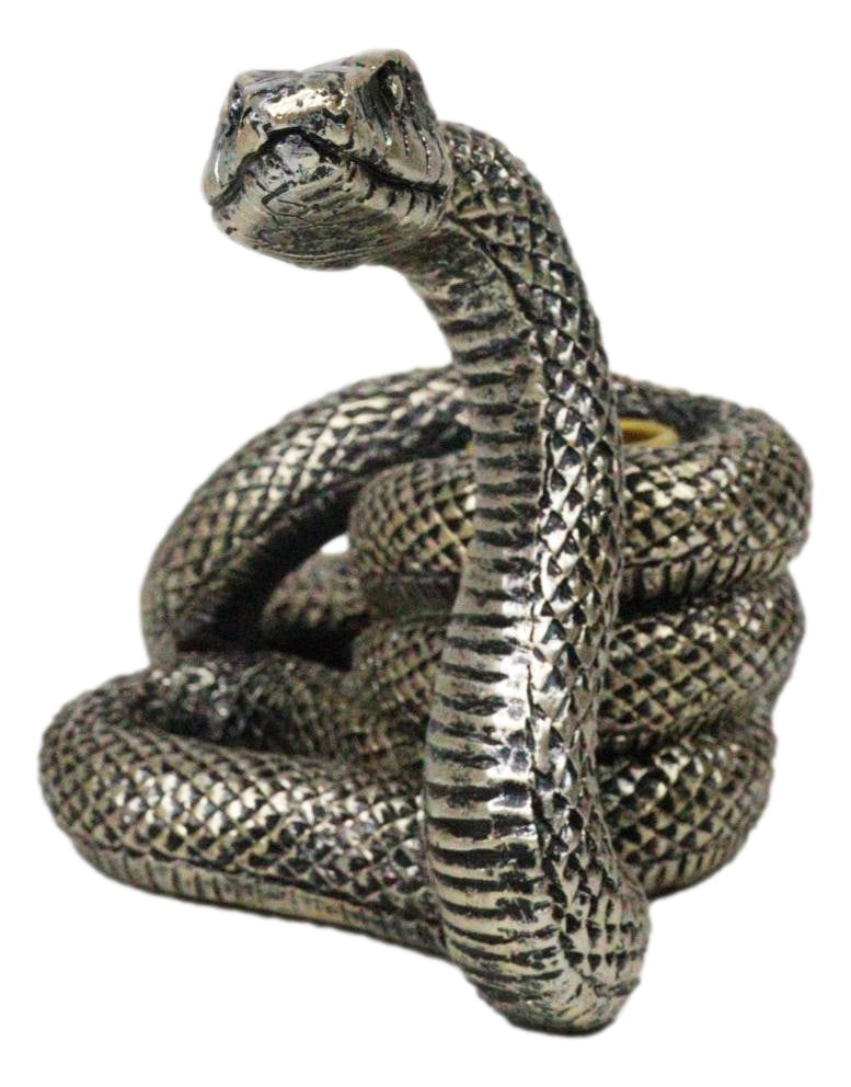 Witchcraft Sorcery Dark Magic Coiled Serpent Snake Taper Candleholder Figurine