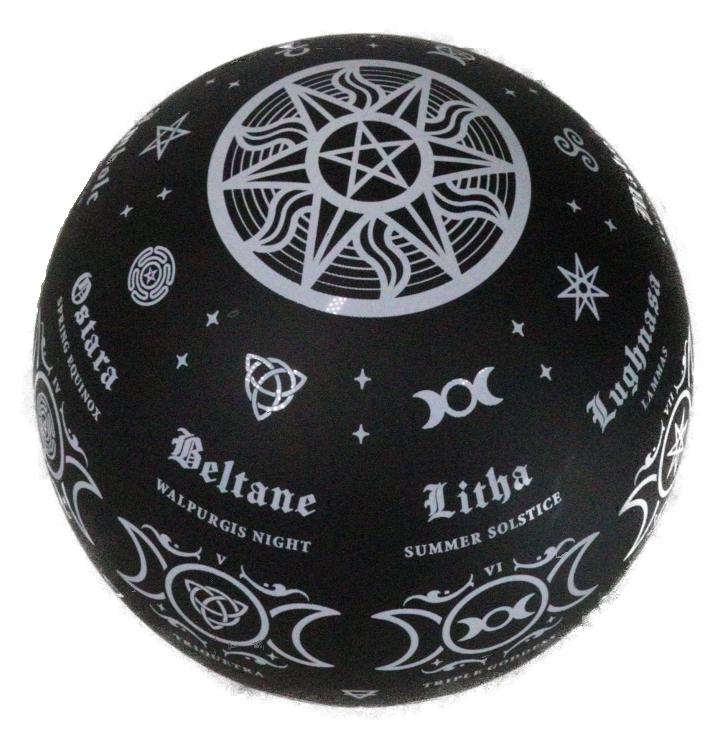 Pagan Calendar Wheel Of The Year Triple Moon Sacred Symbols LED Globe Light - Ebros Gift