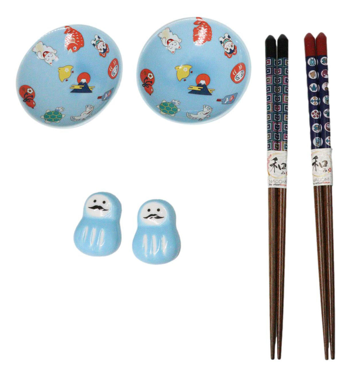 Japanese Cartoon Icons Blue Sauce Dishes Chopsticks And Rests Sushi Set For 2