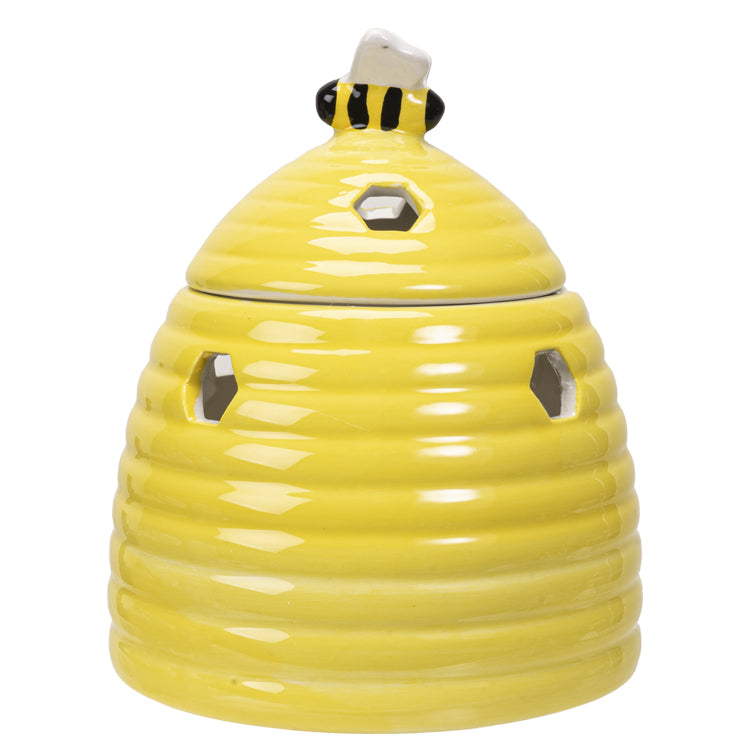 Yellow Whimsical Bumblebee Beehive Ceramic Essential Oil Warmer Candle Holder