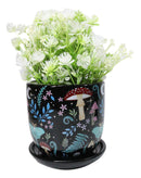 Wicca Witchcraft Magic Dark Forest Mushroom Ceramic Planter Pot With Saucer Set