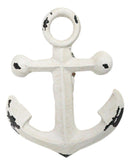 Set Of 6 Distressed White Marine Sailor Ship Anchor Cabinet Door Pull Knobs