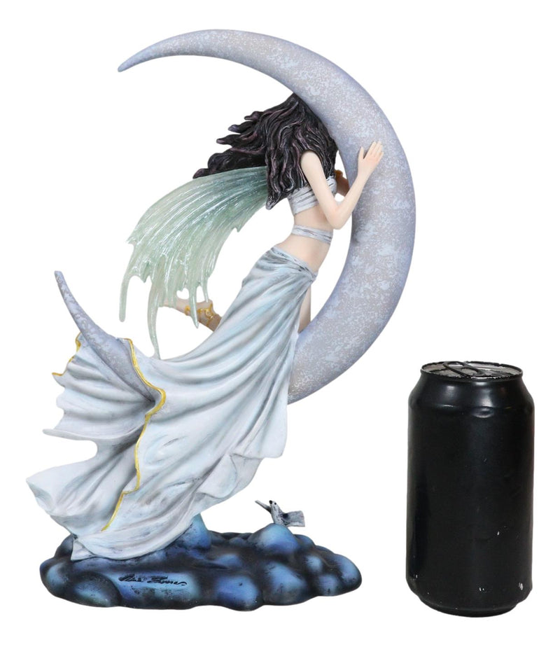 Celestial Dream Voyage Crescent Moon Lullaby Fairy Floating On Clouds Statue