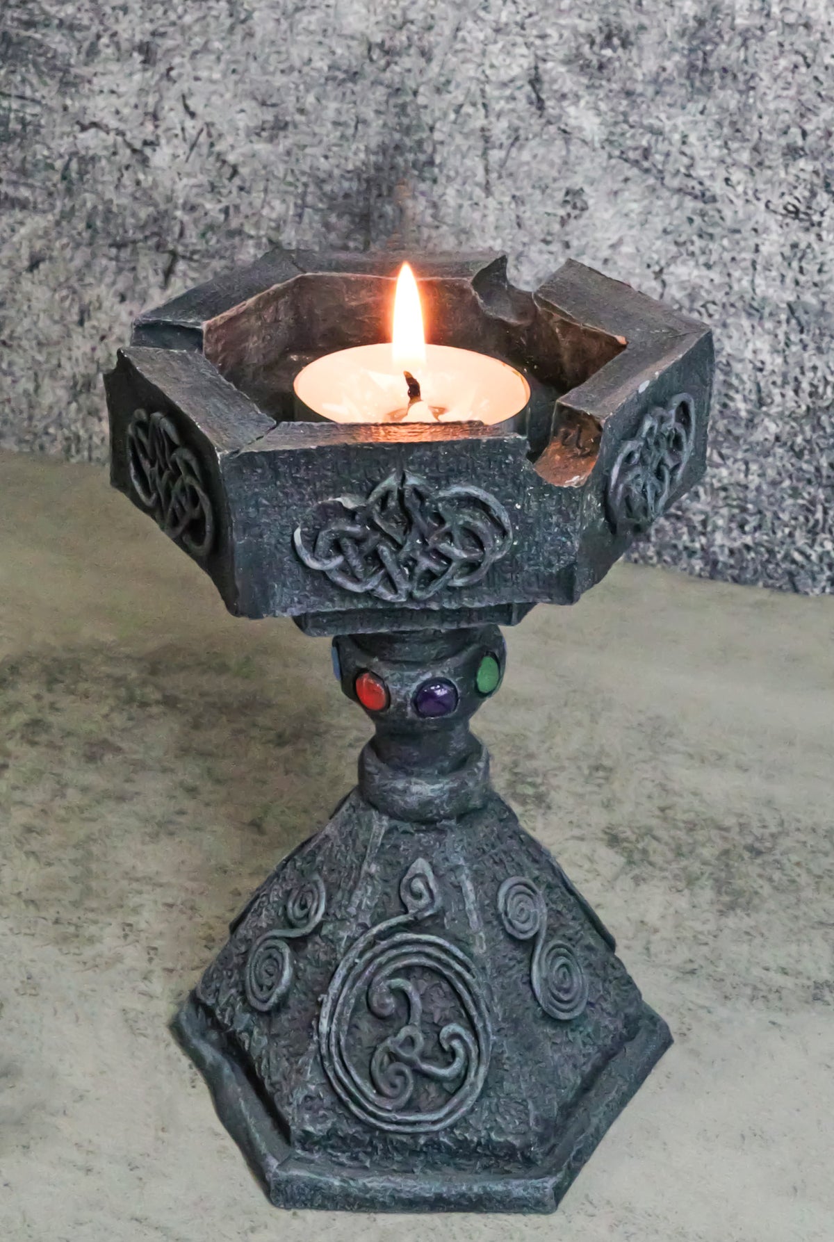 Wicca Celtic Knotwork Dark Art Hexagon Ashtray Or Votive Candle Holder Stand