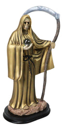 Gold Robe Santa Muerte With Scythe Patroness Of Wealth Decorative Figurine 12"H