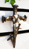 Rustic Western Barbed Wires Cow Skull With 3 Spike Nails Crosses Wall Cross
