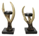 Cozy Pines Antler Tealight Candle Holders Set of 2 Rustic Deer Antler Stands
