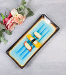 Set Of 6 Blue Aozora Kannyu Collection Ceramic Rectangular Serving Platters 12"L