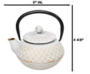 Rustic White Tokusa With Gold Patterns Petite Cast Iron Teapot 10oz Tea Pot