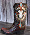 Western Cow Skull Turquoise Cross and Barbed Wires Cowboy Boot Vase Figurine