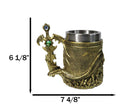 Large Golden Dragon Mug with Jeweled Sword Handle Medieval Fantasy Tankard 20oz