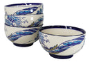 Pack Of 4 Blue Japanese Hokusai Great Wave Ceramic Soup Rice Salad Bowls 22oz