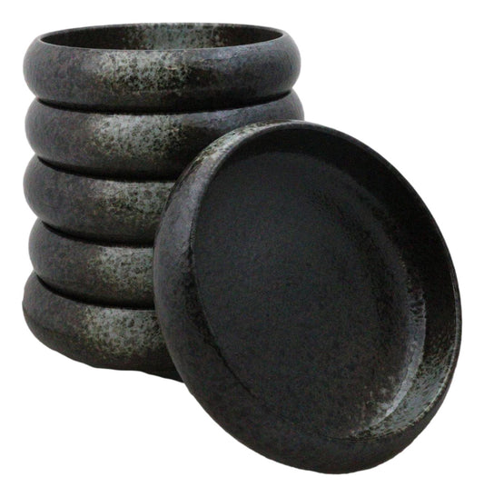 Pack of 6 Grey Tone Hakumu Round Appetizer Salad Banchan Deep Dish Plates 5"D
