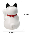Japanese Lucky Charm White Beckoning Cat Maneki Neko Ceramic Money Bank 6"H
