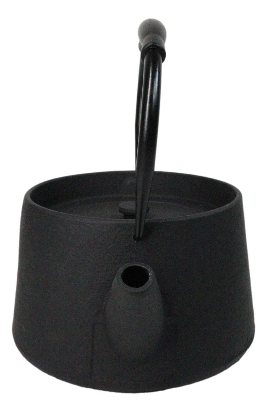 Black Modern Straight Edge Design Tetsubin Larger Cast Iron Teapot 33oz