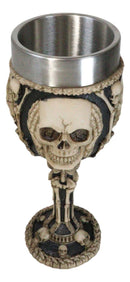 Wisdom Of The Ages See Hear Speak No Evil Skeleton Skulls Wine Goblet Chalice