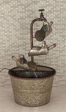 Galvanized Metal Rustic 3 Tier Shovels Cascading Basin Electric Water Fountain