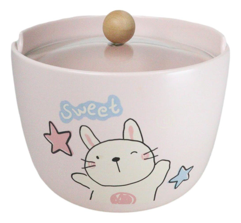 Whimsical Anime Sweet Rabbit Donburi Ramen Soup Bowl With Chopsticks And Lid