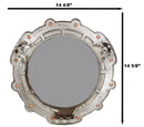 Polished Aluminum Nautical Marine Round Ship Porthole Folding Wall Mirror 14.5"D