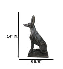 Ancient Egyptian Sitting Anubis in Jackal Dog Statue With Hieroglyphs Base 14"H