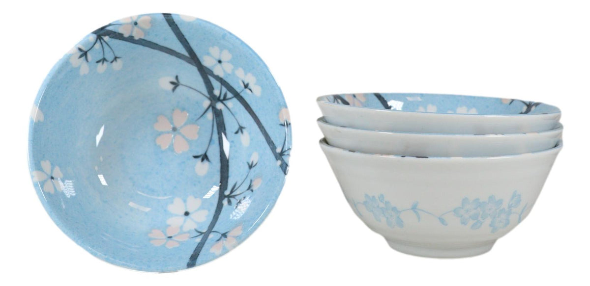 Made In Japan Cherry Blossoms Soup Rice Pasta Salad Cereal Bowls 6"D 16oz Set 4