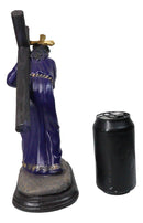 Via Dolorosa Jesus Christ in Purple Robe Carrying Cross Calvary Figurine 12" H